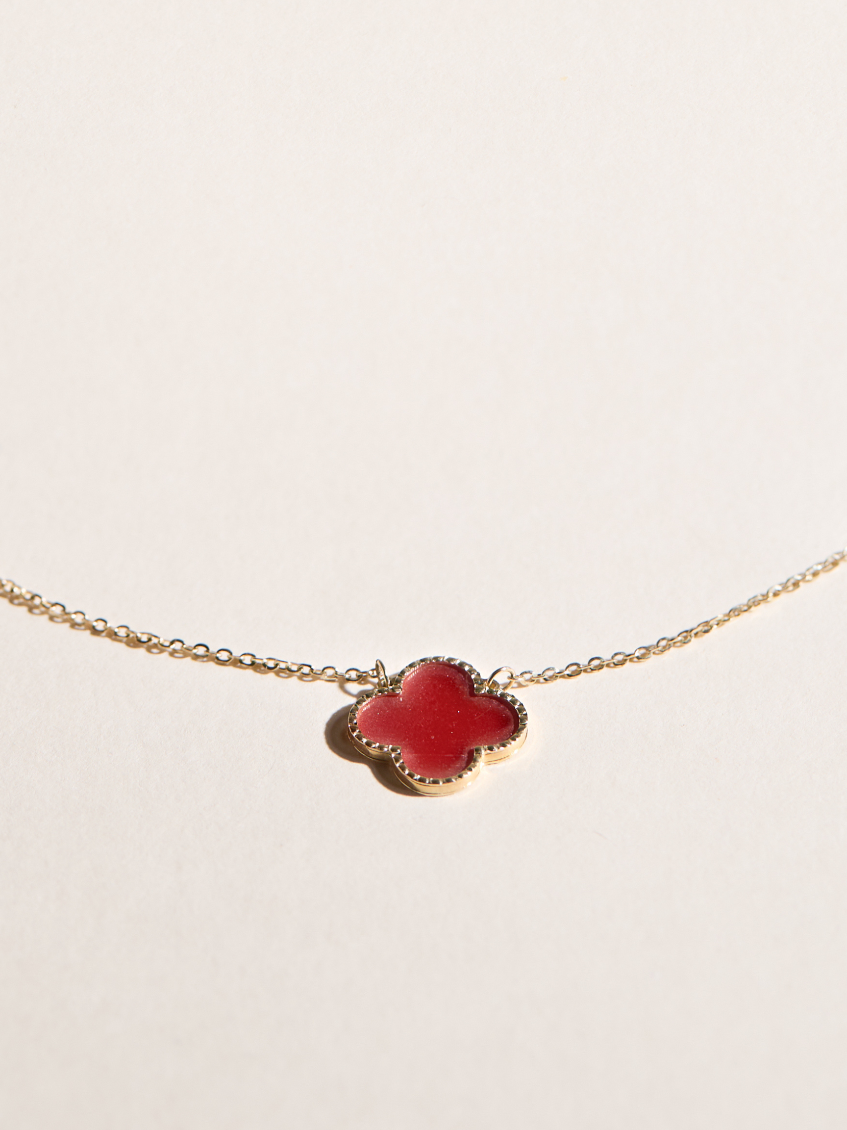 Samantha Red Clover Necklace