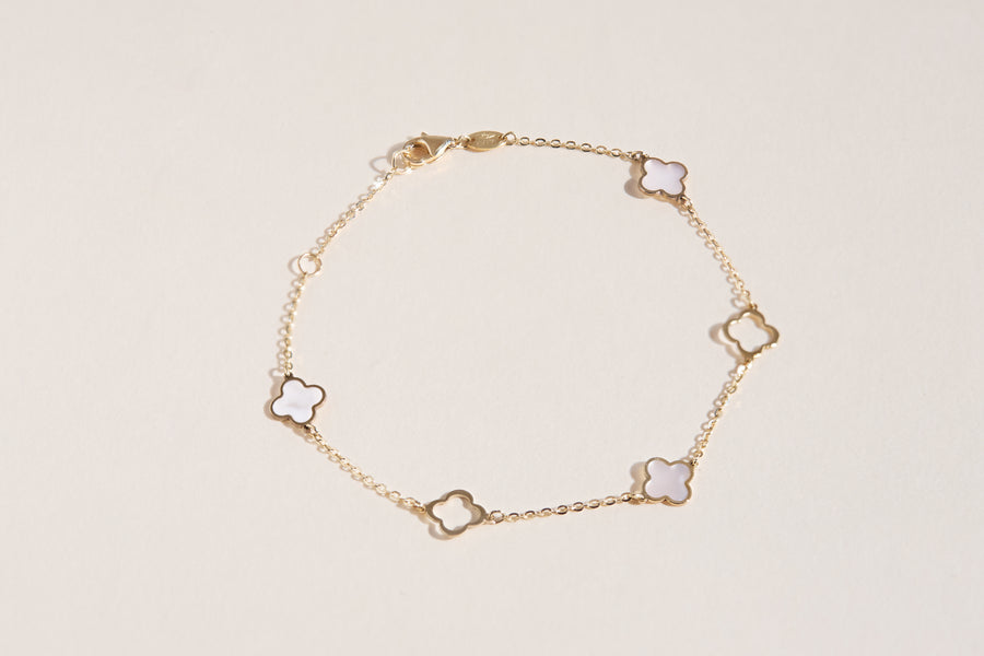 Lisa Mini Mother Of Pearl Clovers Bracelet