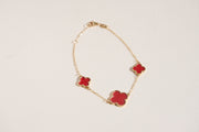 Samantha Red Clovers Bracelet