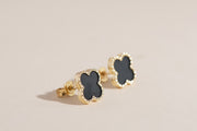 Boucles d'oreilles Carrie avec trèfle noir