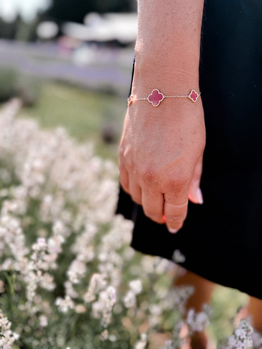 Samantha Red Clovers Bracelet