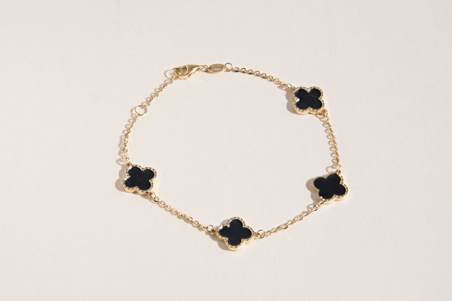 Bracelet Carrie avec trèfles noirs