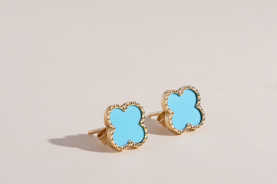 Boucles d'oreilles Lily avec trèfle turquoise 