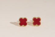 Boucles d'oreilles Samantha avec trèfle rouge