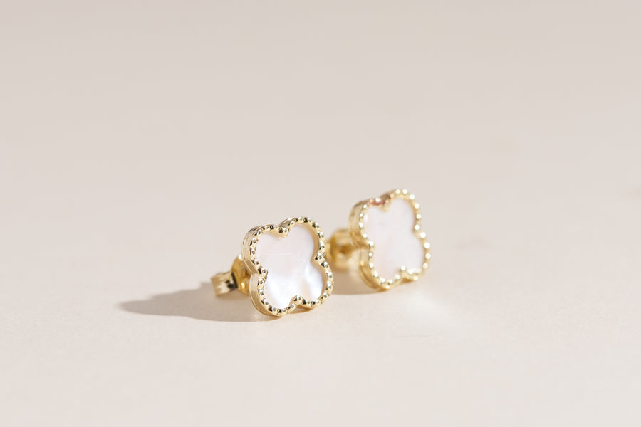 Boucles d'oreilles Miranda trèfles de nacre
