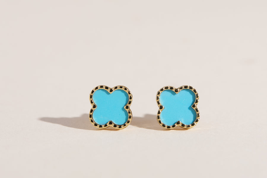 Boucles d'oreilles Lily avec trèfle turquoise 