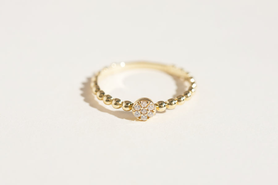 Bague Taylor avec fleur à pois en or 