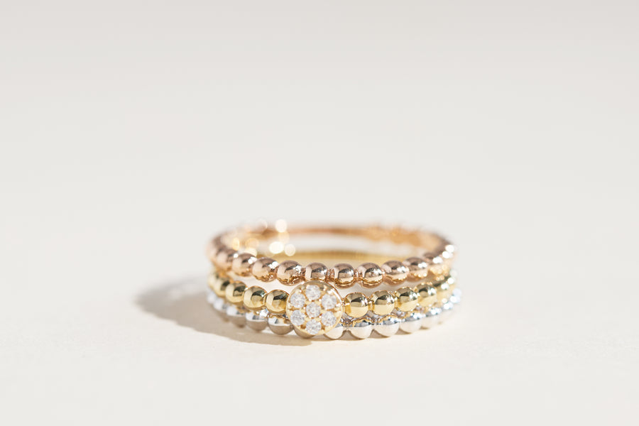 Bague Taylor avec fleur à pois en or 