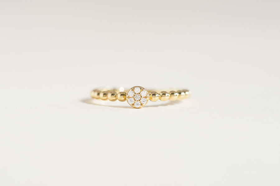 Bague Taylor avec fleur à pois en or 