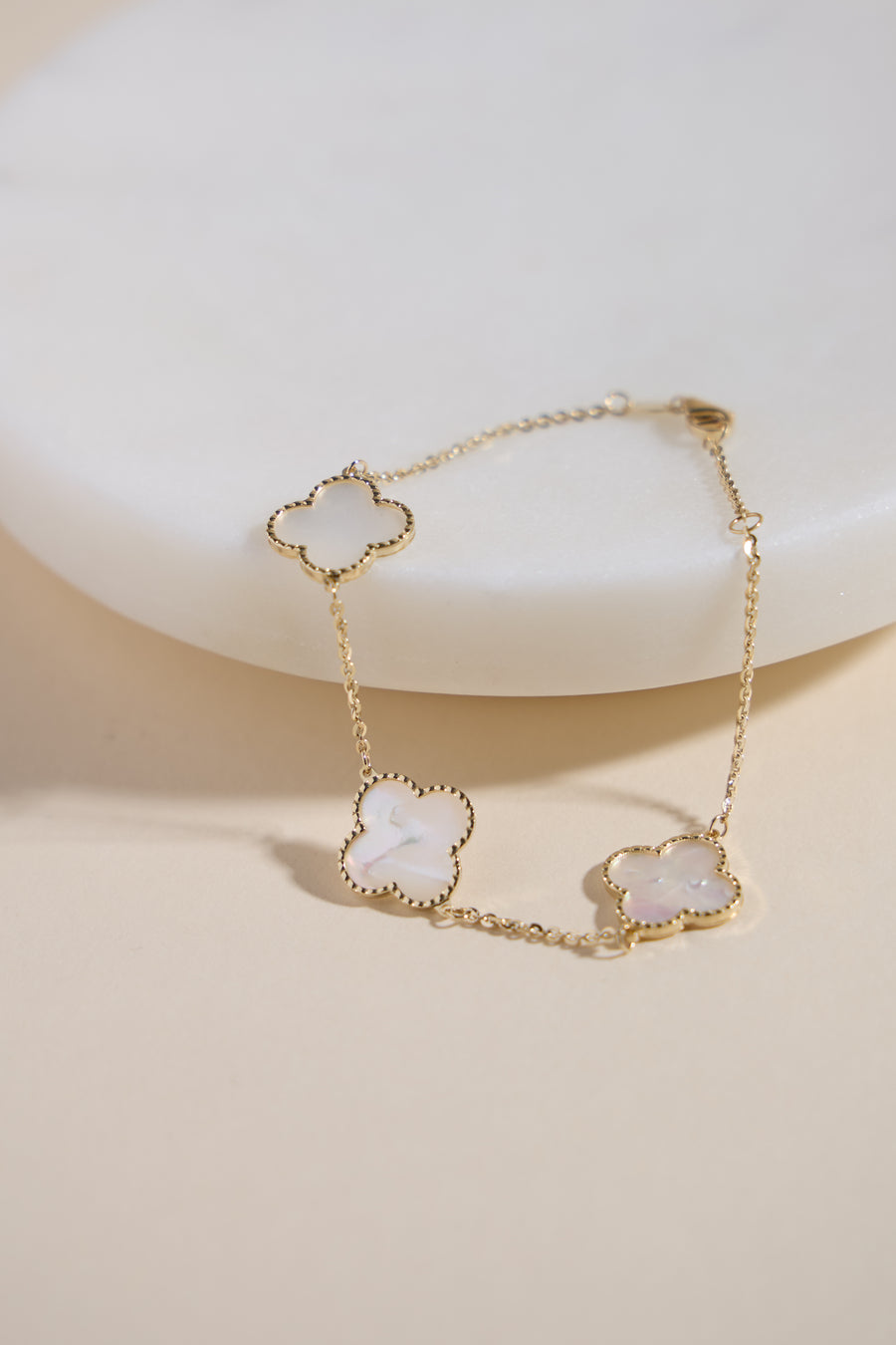 Miranda mother-of-pearl triple clover bracelet