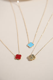 Lily turquoise single clover necklace