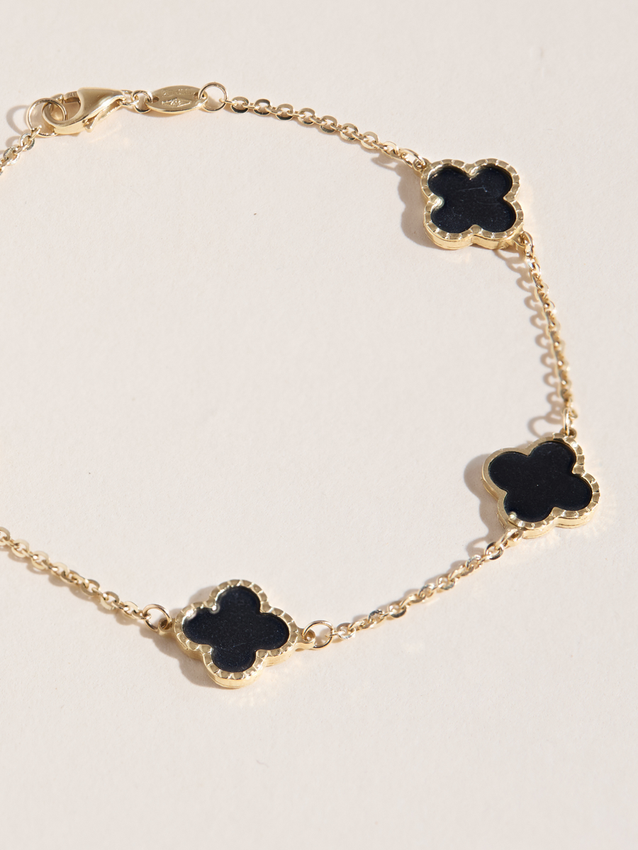 Bracelet Carrie avec trèfles noirs