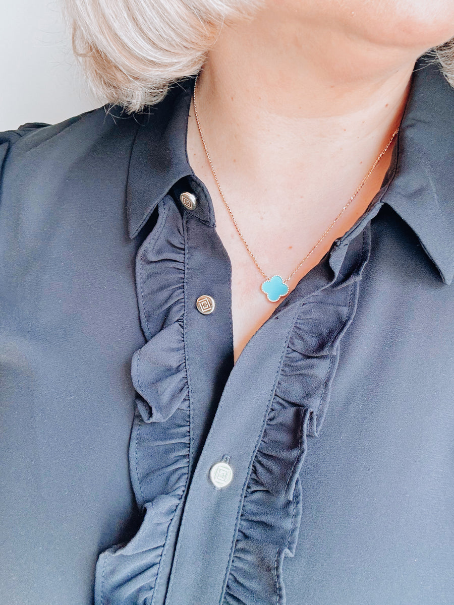 Lily turquoise single clover necklace